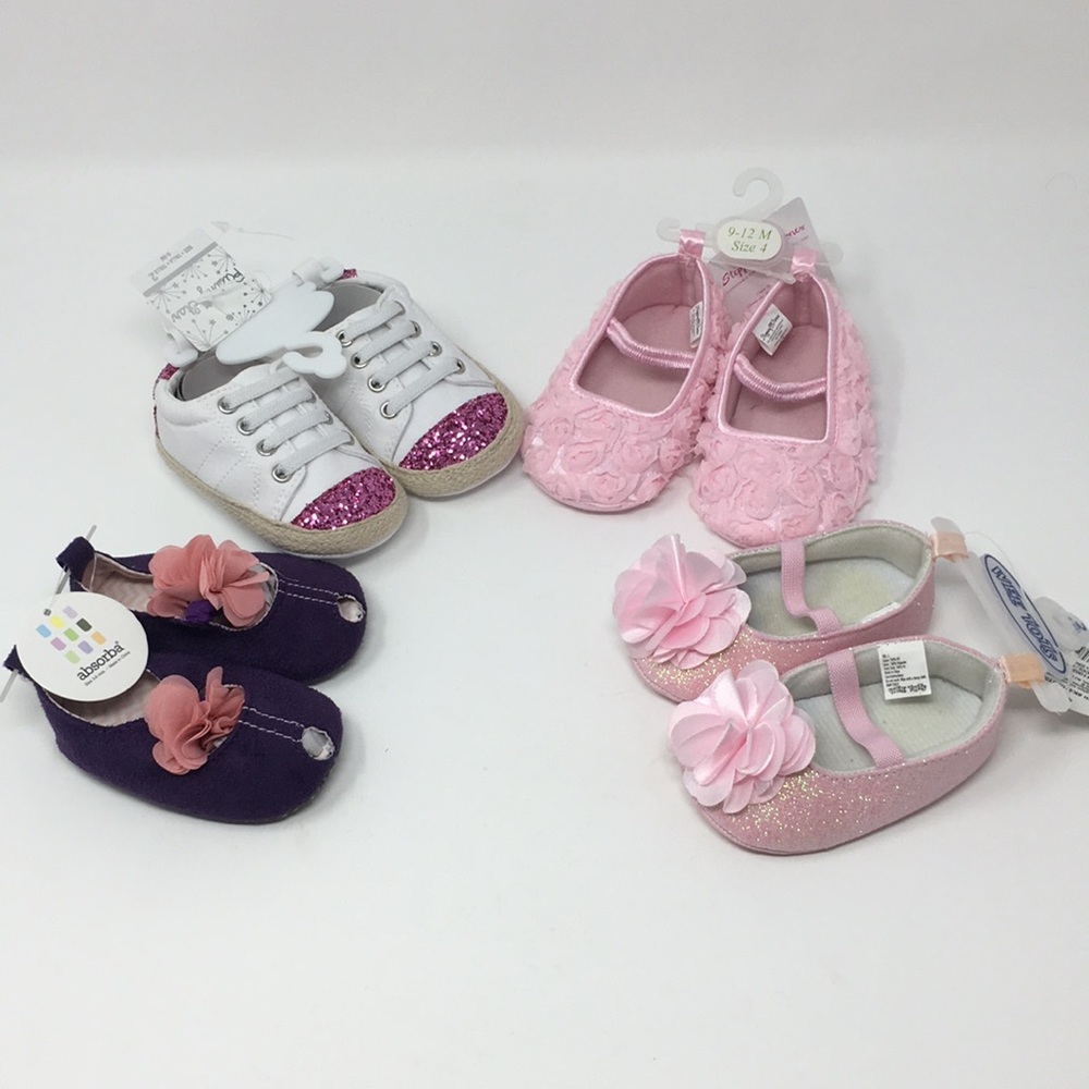 Lot of 4, Brand New baby shoes, size 2 and 4